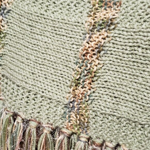 NEW Hand Knitted Green Multicolor Sage Infinity Boho Cowl Scarf Fringed Artsy - Picture 6 of 6